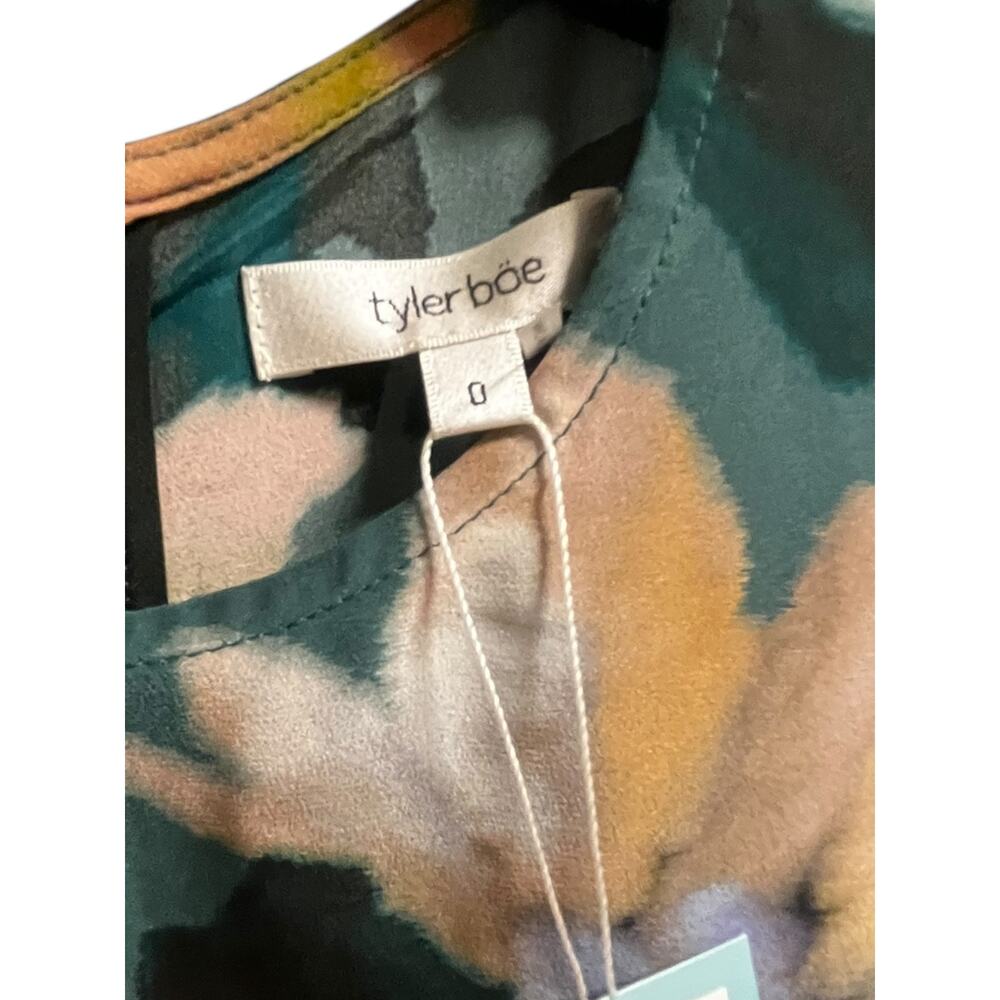 Tyler Böe Frankie 100% Silk Midi Dress | Sz 0, Green Watercolor Floral NEW! $344 - Picture 6 of 10